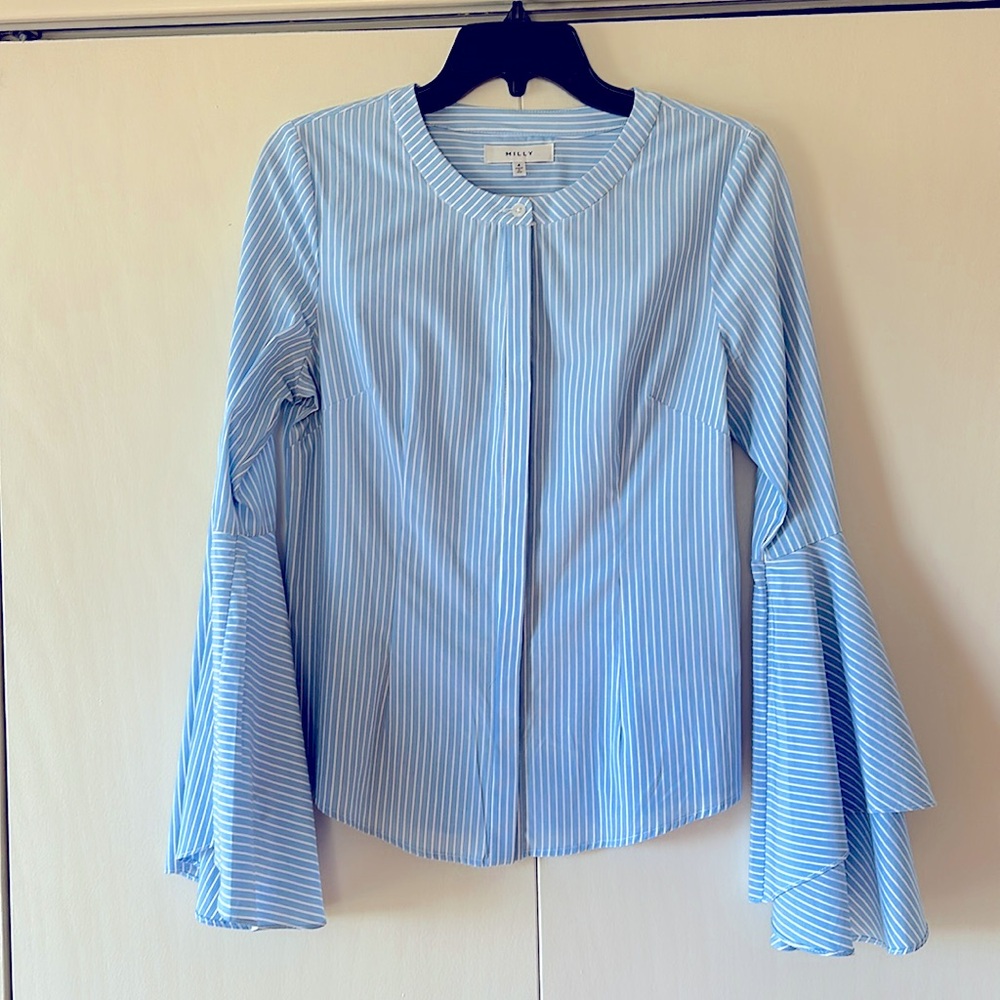 Milly blue and white striped blouse